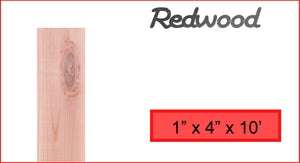 1 IN X 4 IN X 12 FT Redwood